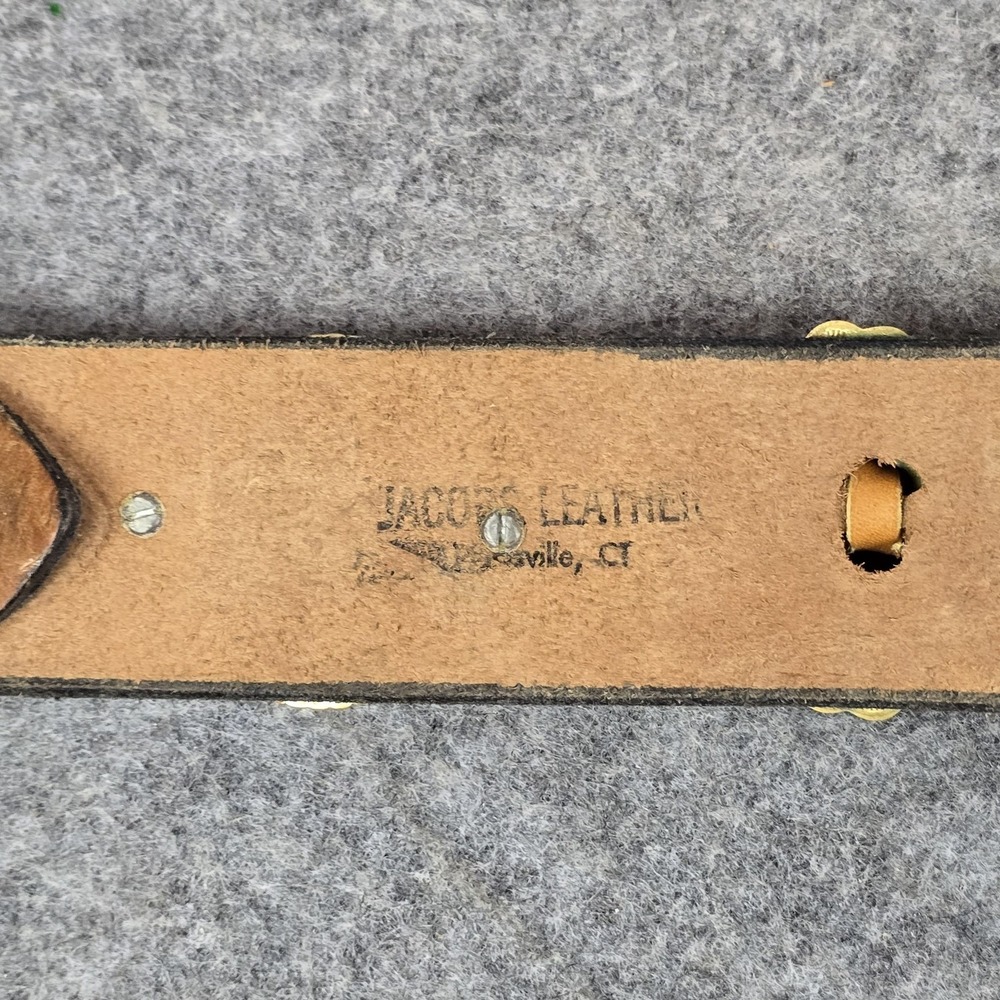 Vintage Jacobs Leather Belt Small Brown Cat Concho No Buckle USA CT 27.5" - Picture 13 of 16